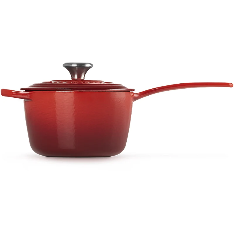 Le Creuset Stielkasserolle Signature rund mit Deckel 16cm Kirschrot