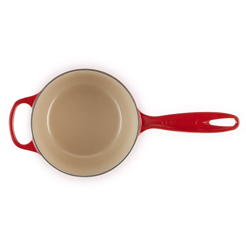 Le Creuset Stielkasserolle Signature rund mit Deckel 16cm Kirschrot