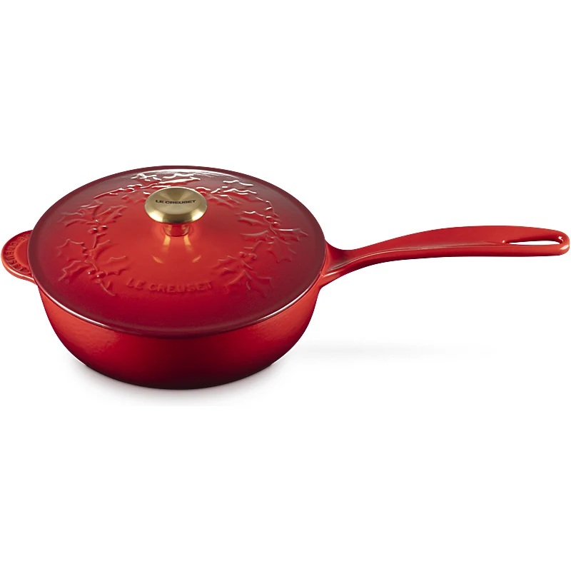 Le Creuset Stielkasserolle Holly Tradition 21 cm Kirschrot