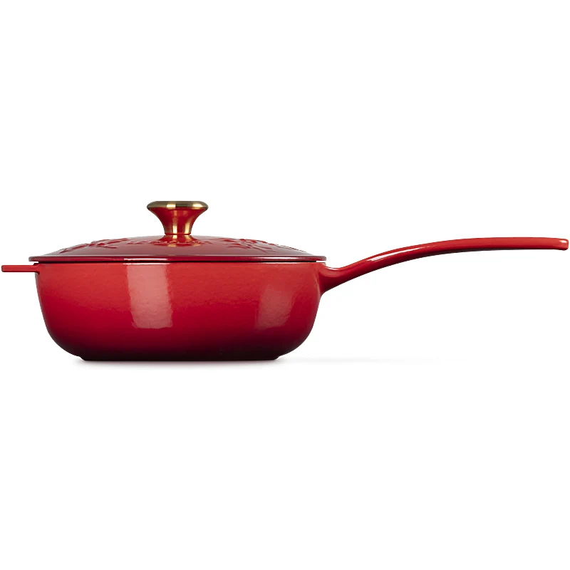 Le Creuset Stielkasserolle Holly Tradition 21 cm Kirschrot