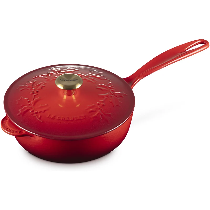 Le Creuset Stielkasserolle Holly Tradition 21 cm Kirschrot