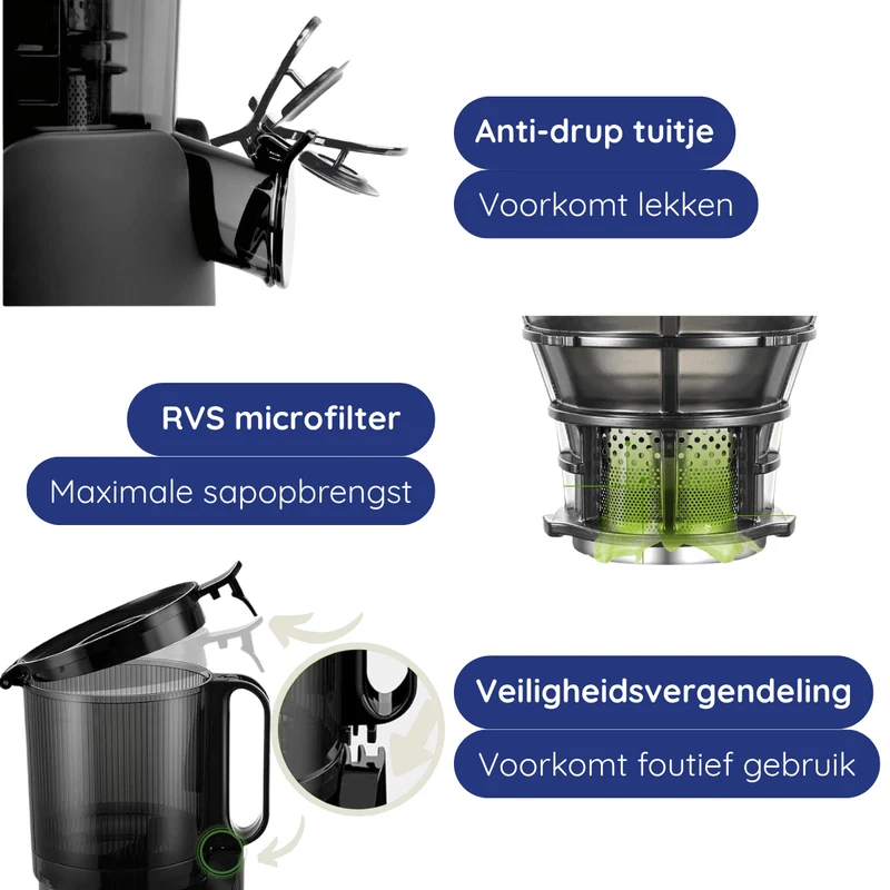 Slowjuicer ColdPress Pure Pro - zwart