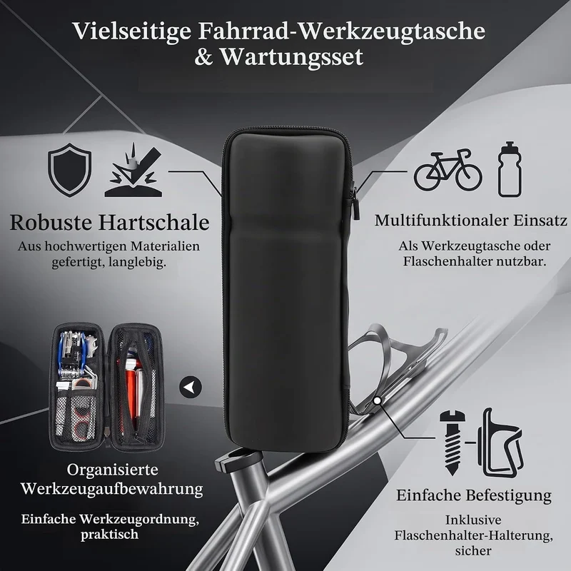 Fahrrad Werkzeugtasche, Fahrradsatteltasche Wasserdicht Fahrrad Flaschenhalter Hartschalenreparatur