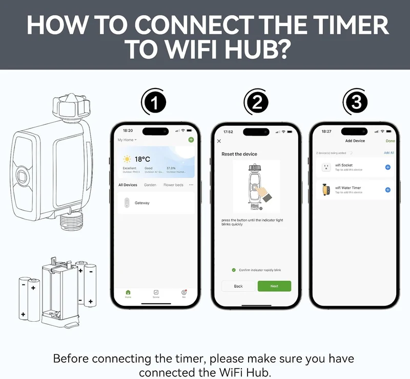 RAINPOINT Bewässerungscomputer WLAN Messingeinlass, ohne WiFi Hub, Muss mit TWG004WRF WiFi-Hub Verwe