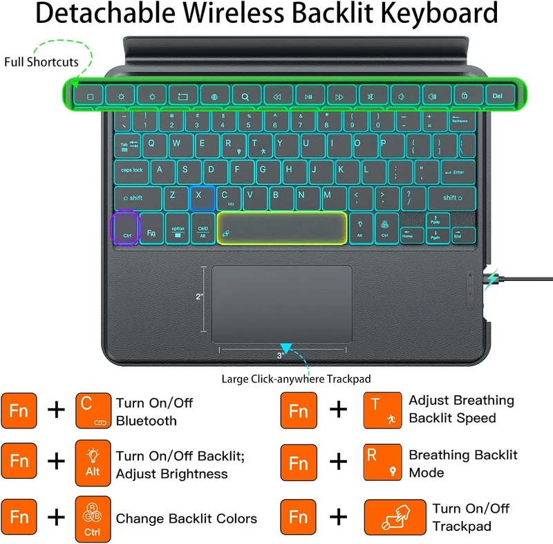 JUQITECH Trackpad-Tastaturhülle für Samsung Galaxy Tab S11 27,9 cm (11 Zoll) 2025, weiche Schutzhüll