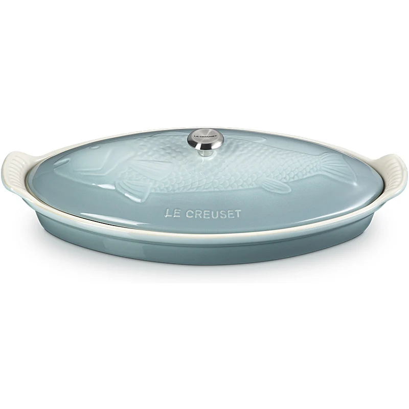 Le Creuset Fischbackform Tradition mit Deckel 34 cm Sea Salt