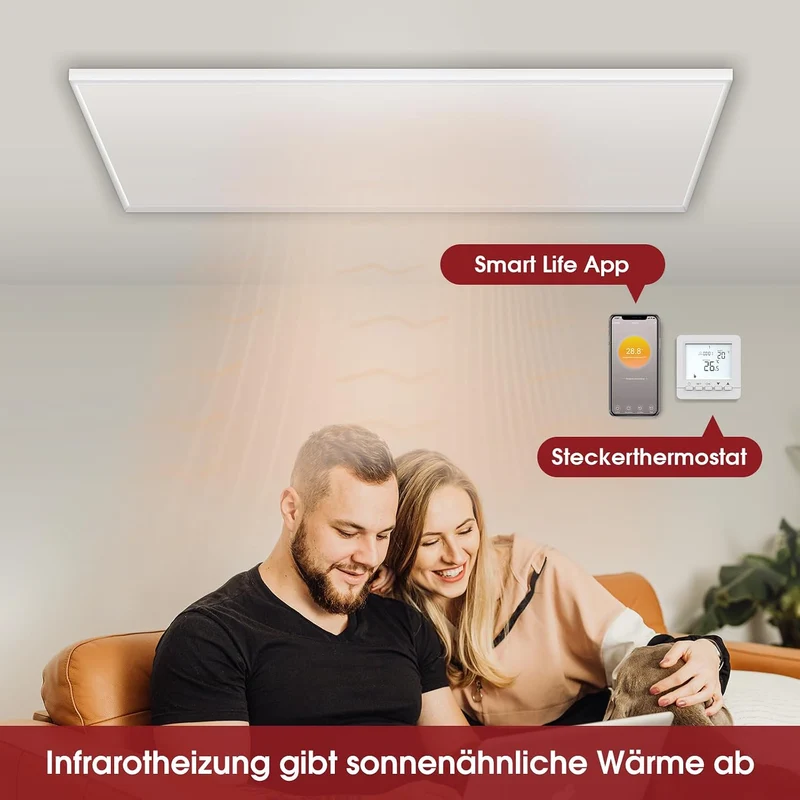 Infrarotheizung Deckenmontage mit Thermostat 860W, APP Fernbedienung Steuerung, Infrarot Deckenheizu
