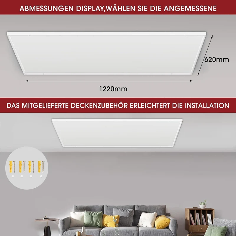 Infrarotheizung Deckenmontage mit Thermostat 860W, APP Fernbedienung Steuerung, Infrarot Deckenheizu