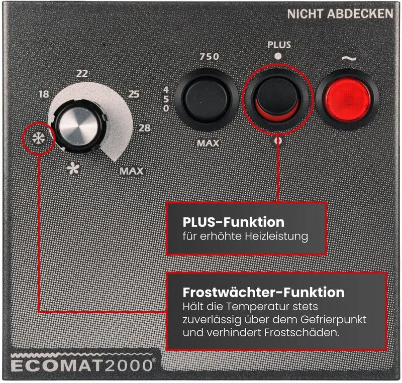 Ecomat 2000 Classic Plus | mobiler Heizlüfter | 230V | 450W / 750W / 1500W | Thermostat | Abschalt-A