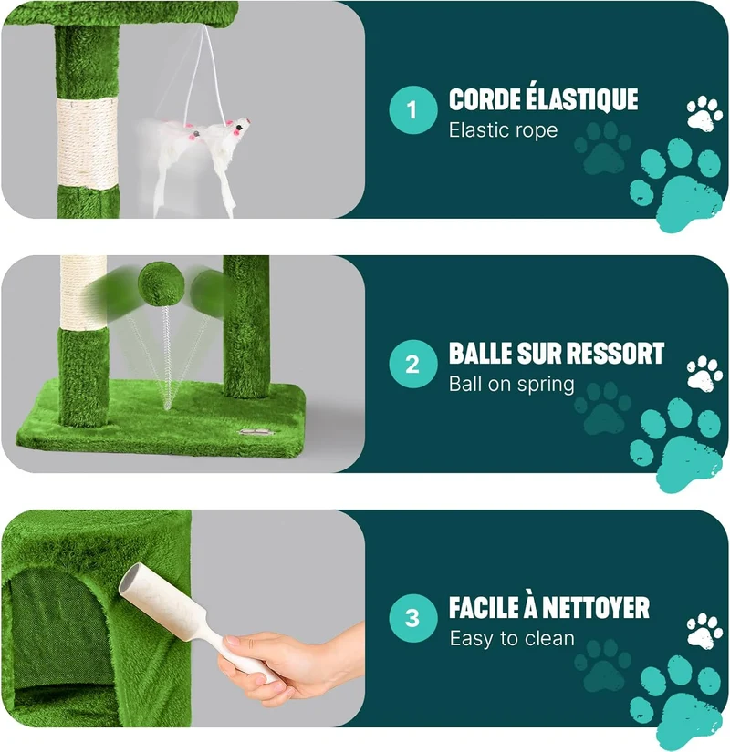 VOUNOT® Kratzbaum Katzenbaum 112 cm hoch, Stabil Mehrstöckiger Kletterbaum Katzenkratzbaum mit Kratz