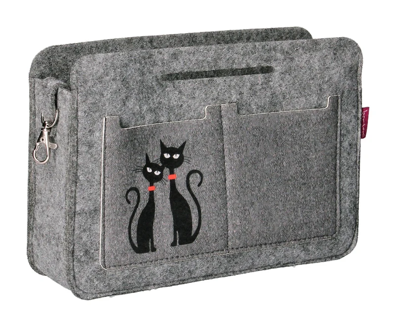 Premium Felt Handbag Organizer, Durable Print, Black Cats Design