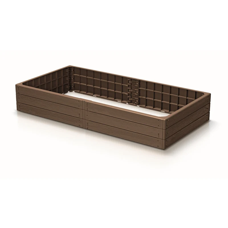 Prosperplast Base Woody Garden Edging, 149x75 cm, weather-resistant, modular design, brown, IBWR-7587U