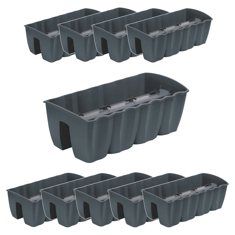 Balcony flower pot for balustrade DCRO600 - Anthracite, capacity 18L, 10 pieces