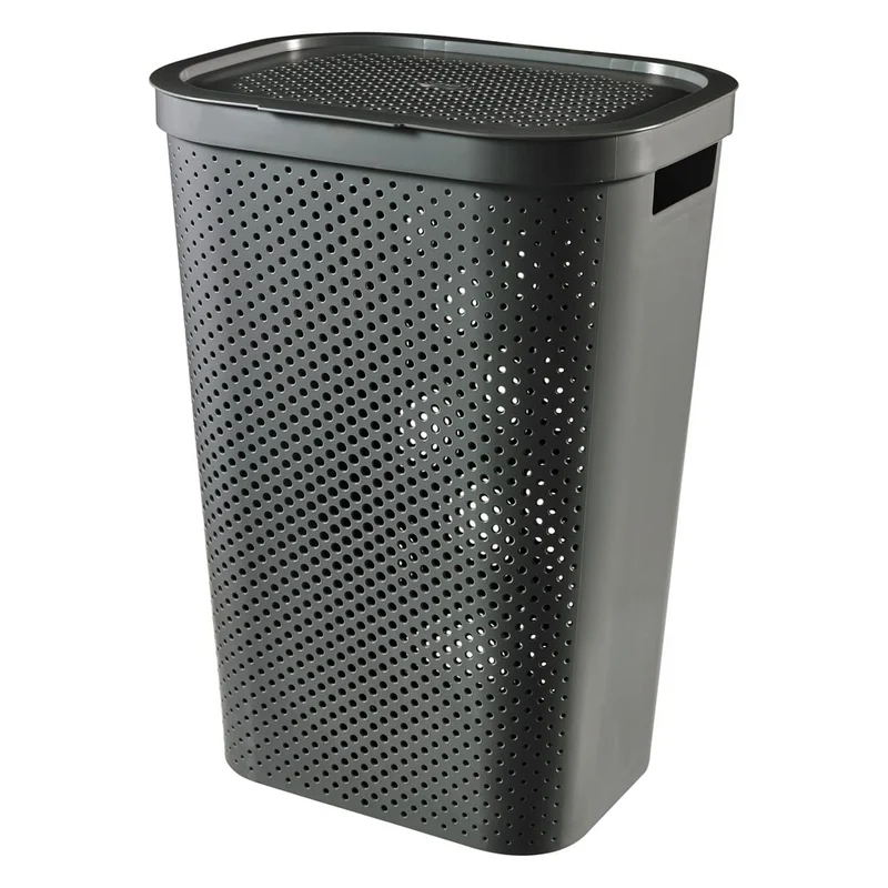 Curver Infinity Recycled mangle / laundry basket, Capacity 40L, Dark Grey, 100% recycled, 245675 + Curver Infinity Recycled 60L laundry basket