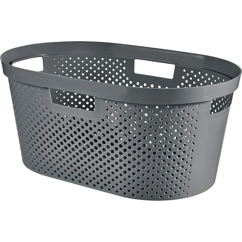 Curver Infinity Recycled mangle / laundry basket, Capacity 40L, Dark Grey, 100% recycled, 245675 + Curver Infinity Recycled 60L laundry basket