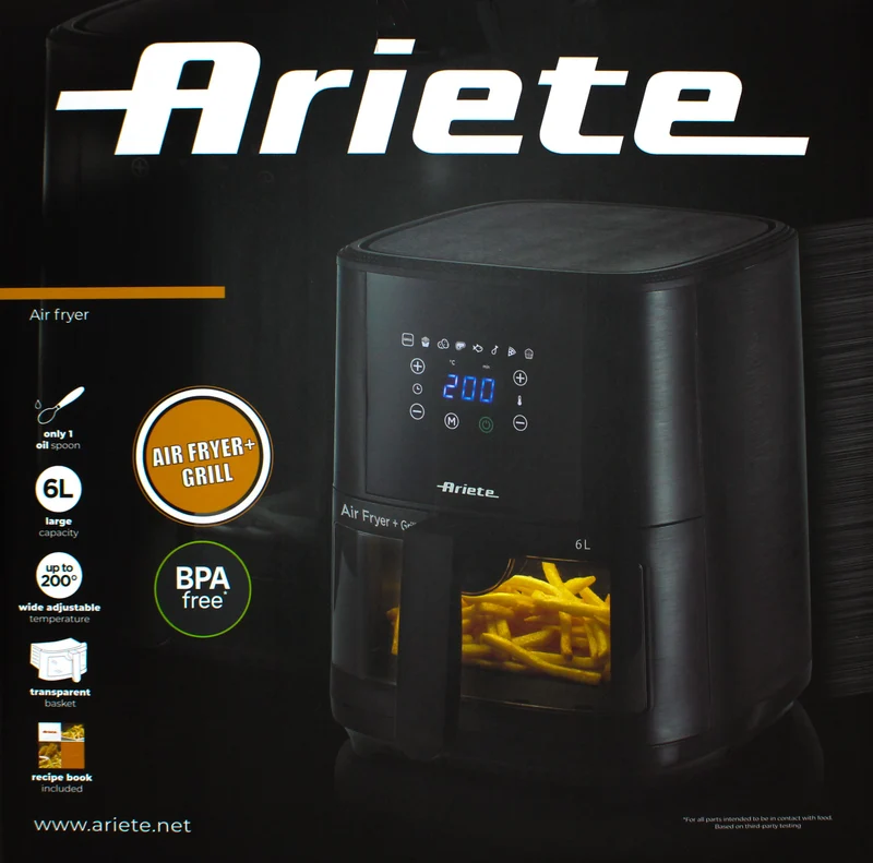 Ariete 4626 Airy Fryer Heißluftfriteuse 6L mit transparenten Korb