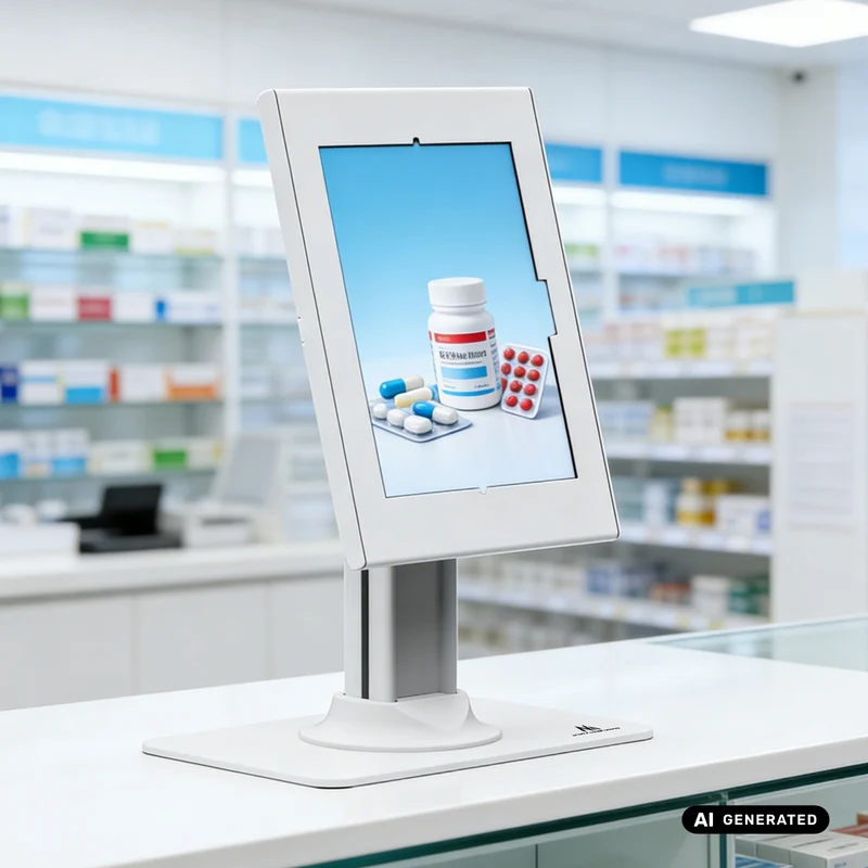 Maclean Tablet Advertising Mount with Lock, 10.9"–11", iPad Air/Pro, Samsung Tab A & S Series, 220x323x22mm, MC-959 W