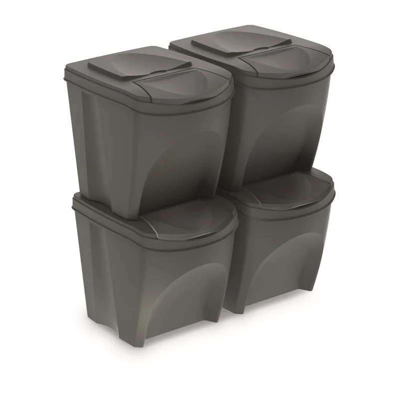 Prosperplast IKWB20S4-405U Sorting Waste Bin Set Recycling Segregation Container ECO Stackable 4 x 25L