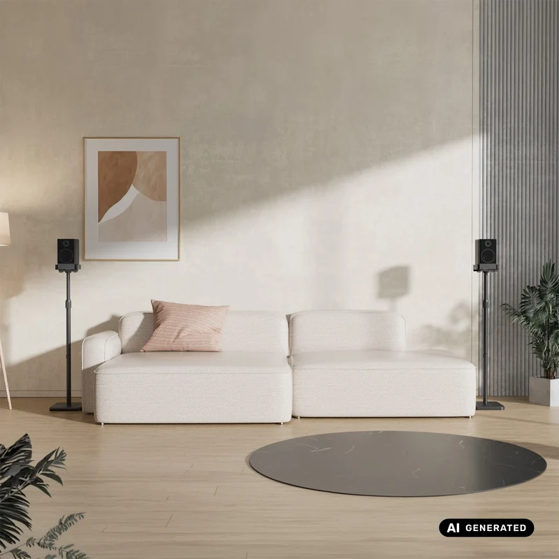 Set of Maclean floor stands for speakers, universal, vertical and horizontal adjustment +10°–10°, max. 5 kg, MC-916