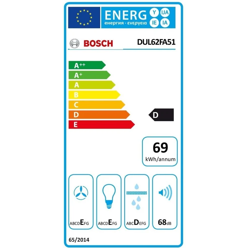 Bosch Serie 2 DUL62FA51 Dunstabzugshaube Wandmontiert Edelstahl 250 m³/h D