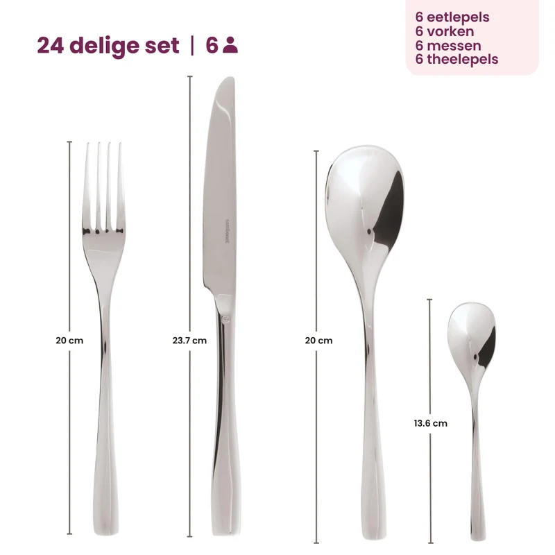 Sambonet Besteckset Sintesi - Edelstahl - 24-teilig / 6 Personen