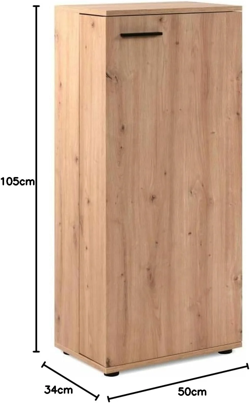 Schuhschrank, Kommode, Holzwerkstoff, Dekor Artisan Oak, Mass: B x H x T ca. 50 x 110 x 34 cm