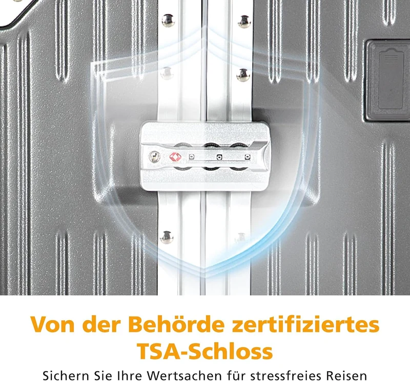 ALPHA CAMP Koffer XXL Aluminium Rahmen & Polycarbonat Hartschale mit TSA Schloss Reisekoffer 43x36x8