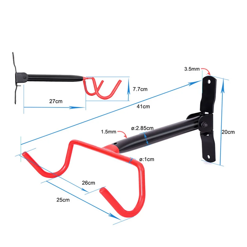 Maclean Horizontal Wall-Mounted Bike Rack, Steel, Max. Load 30 kg, MC-430, 3 pieces