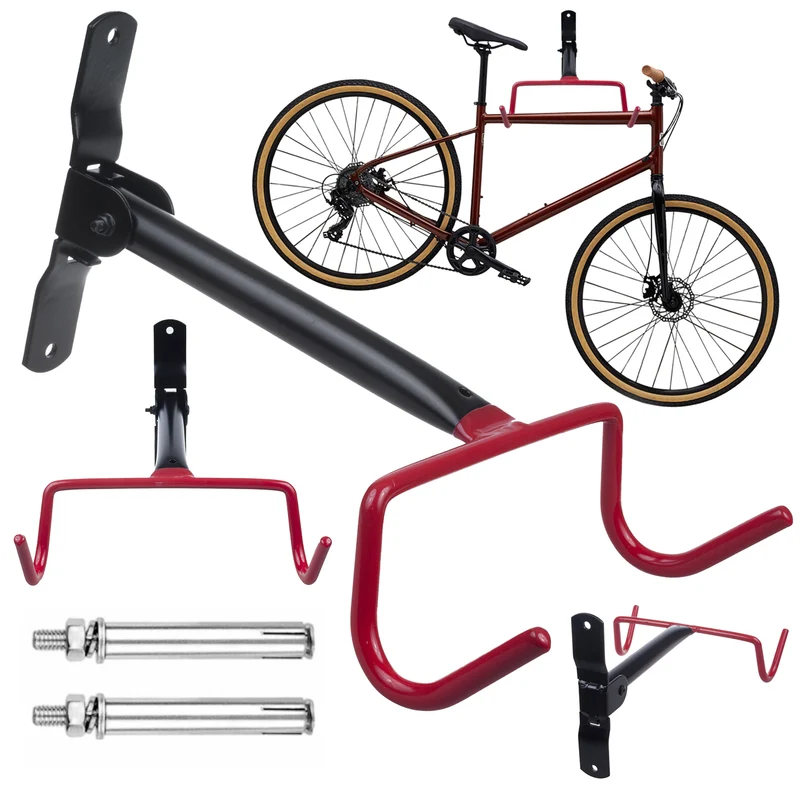Maclean Horizontal Wall-Mounted Bike Rack, Steel, Max. Load 30 kg, MC-430, 3 pieces