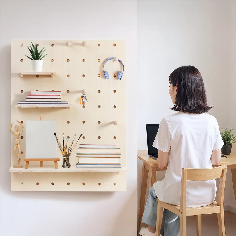 Maclean wooden board organizer, light wood color, 60x80 cm, max. 20 kg, MC-131 WD, 2 pieces