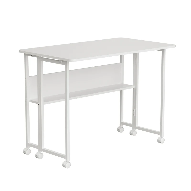 Maclean folding table desk, white, mobile, top 100x58cm, max. 50kg, MC-126 W