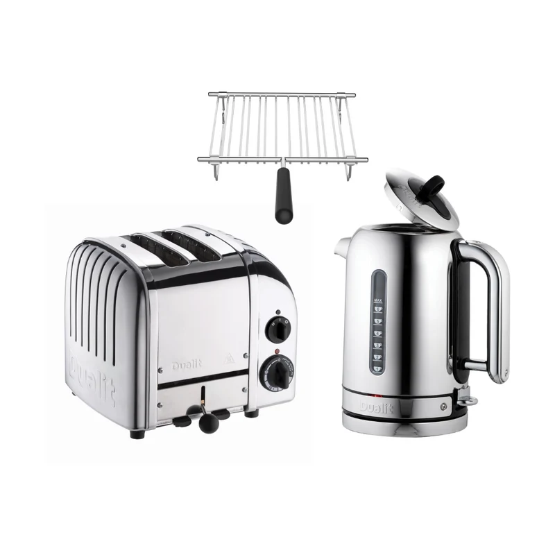 Dualit Frühstücksset inkl. 2er Toaster + 1,7 L Wasserkocher und Brötchenaufsatz