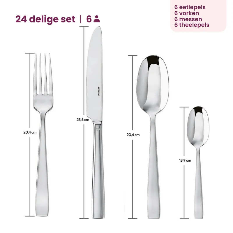 Sambonet Besteckset Flat - Schwarz - 24-teilig / 6 Personen