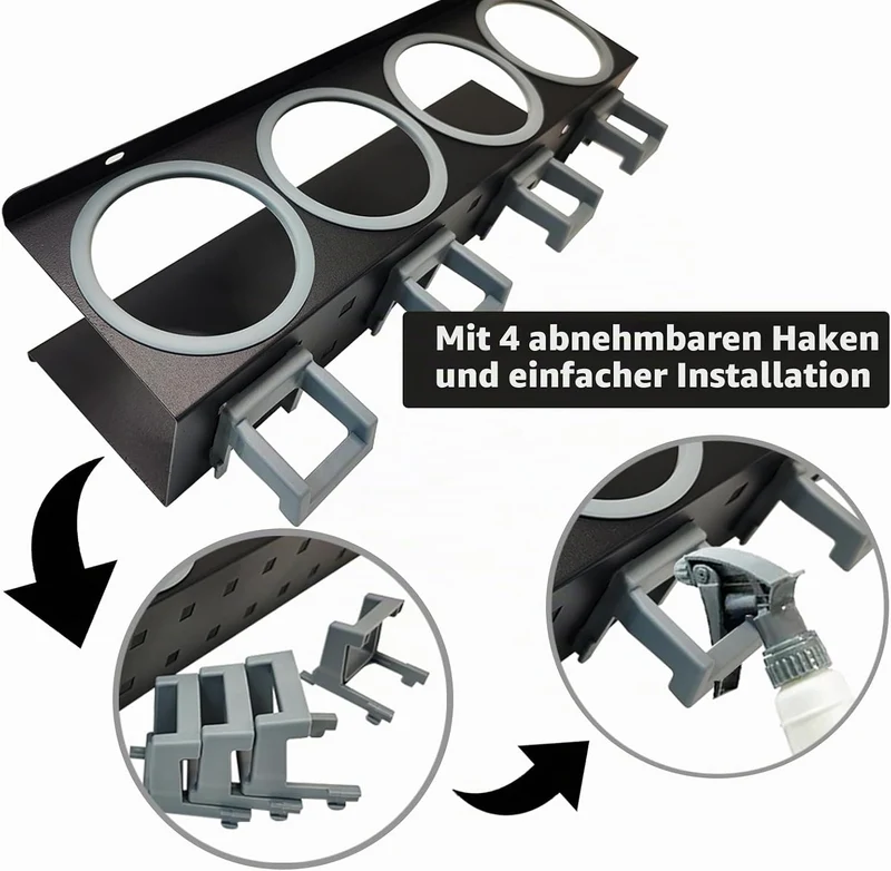 Wandmontierter Sprühflaschenhalter, Garagenorganizer, Hängeregal, Auto-Schönheitssalon-Zubehör, Halt