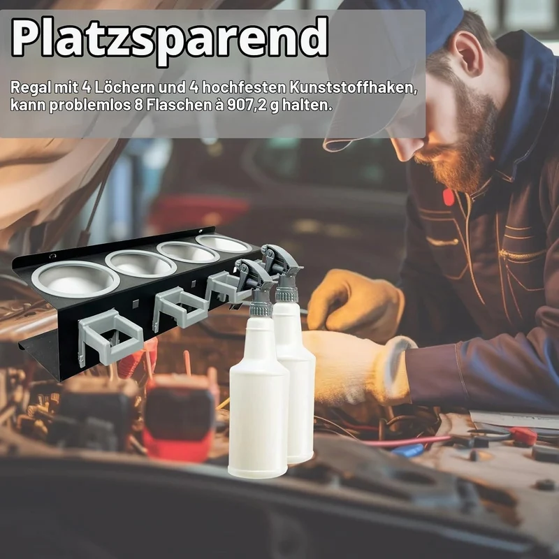 Wandmontierter Sprühflaschenhalter, Garagenorganizer, Hängeregal, Auto-Schönheitssalon-Zubehör, Halt