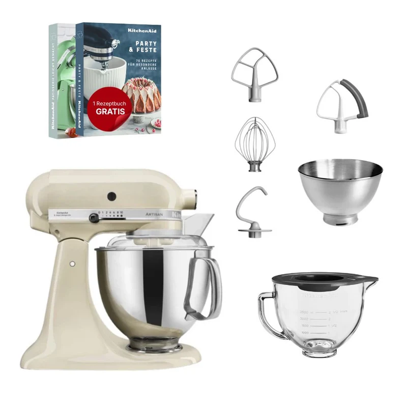 KitchenAid 4,8 L 5KSM175 Artisan Küchenmaschine Glasset mit Glasschüssel