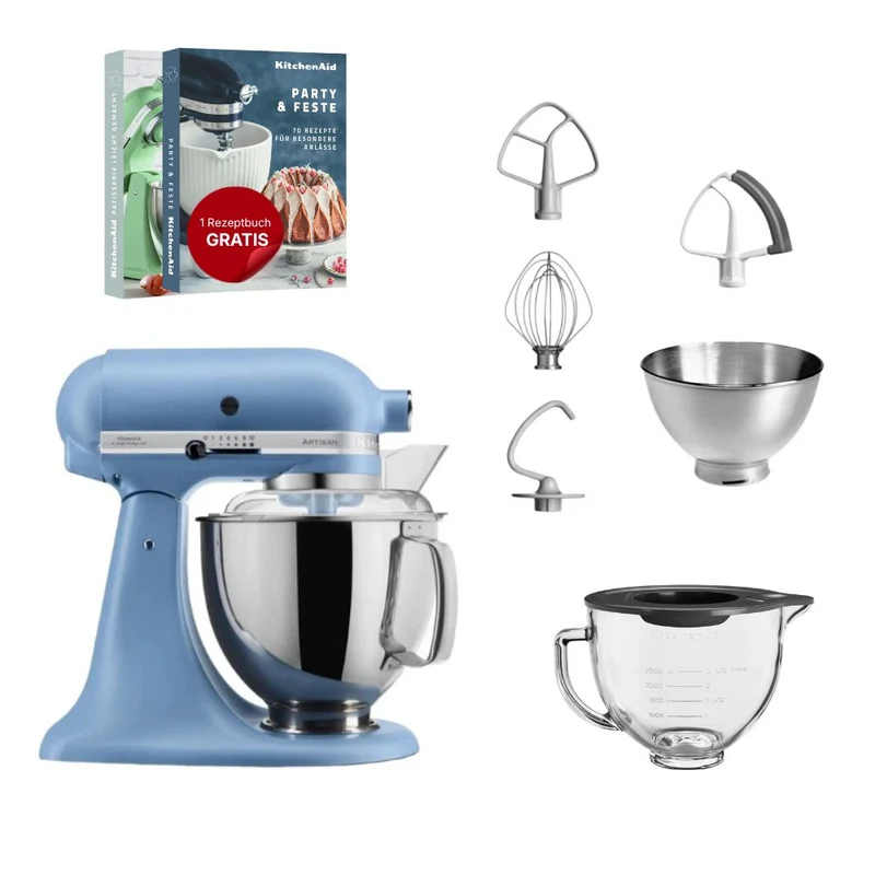 KitchenAid 4,8 L 5KSM175 Artisan Küchenmaschine Glasset mit Glasschüssel