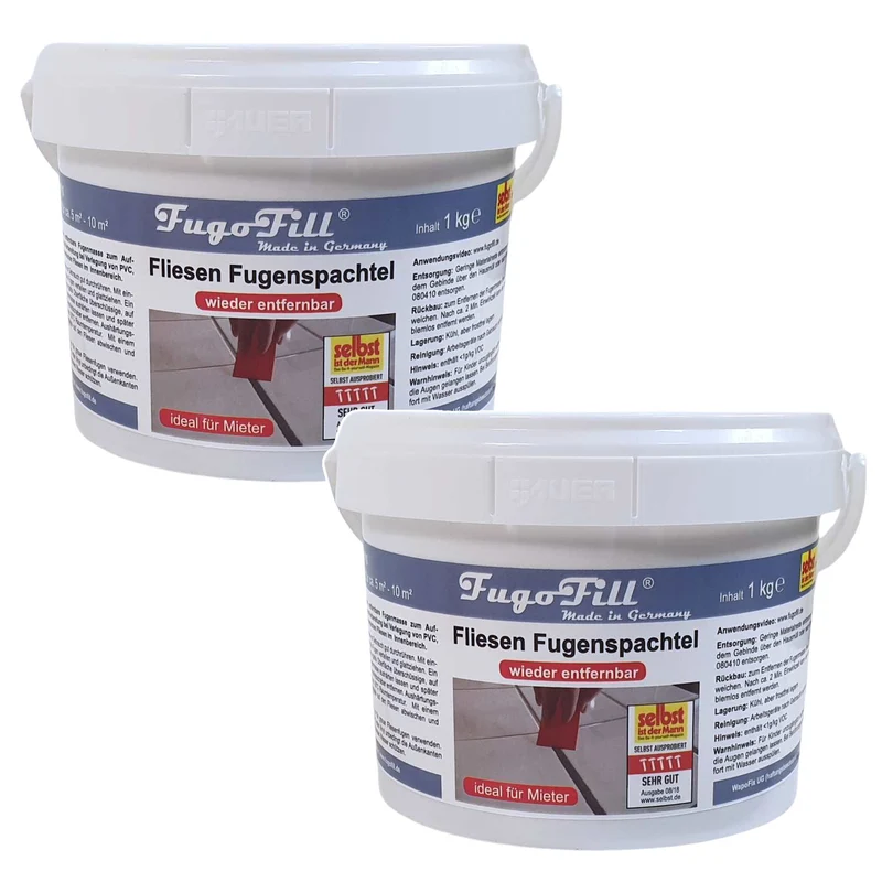 Removable tile grout FugoFill, 2x1kg, gray