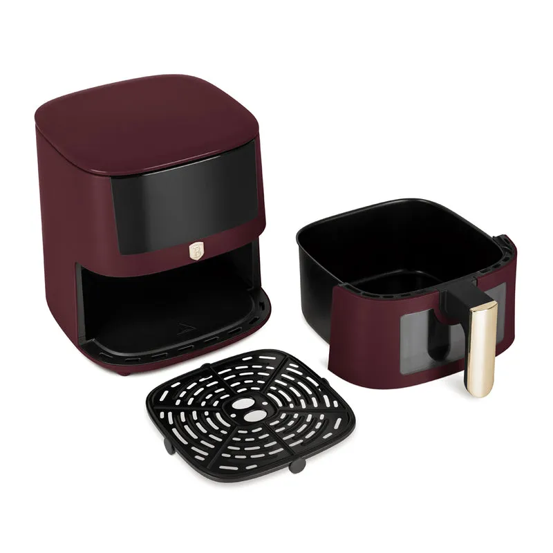 BerlingerHaus Heißluftfritteuse XL Matt Bordeaux - mit Sichtfenster - 5 Liter - 1400W