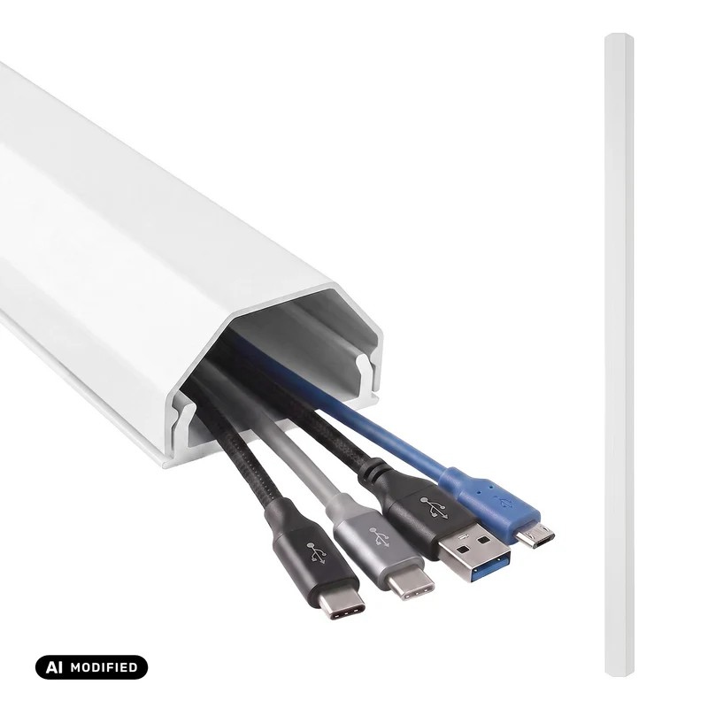 Maclean Aluminum Cable Cover Strip, 33x18x750 mm, White, MCTV-897 W