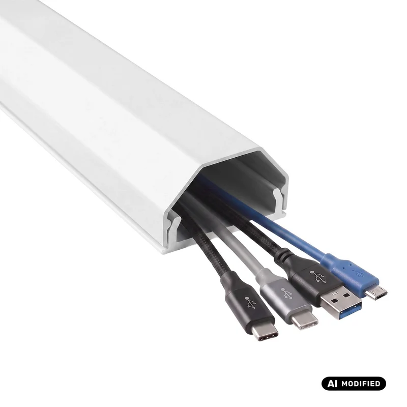 Maclean Aluminum Cable Cover Strip, 33x18x750 mm, White, MCTV-897 W
