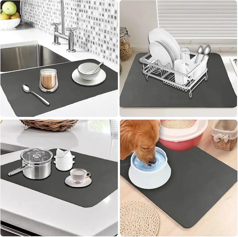 Super Absorbent Dish Drying Mat (Dry Kitchen Countertop & Pet Feeding Pad)