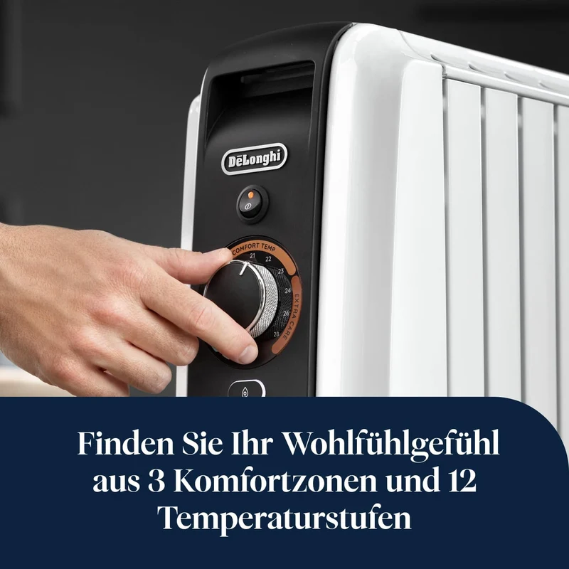 De'Longhi Dragon EasyTronic – Ölheizer für Räume bis 60m³, Elektroheizung mit Sicherheitsthermostat,
