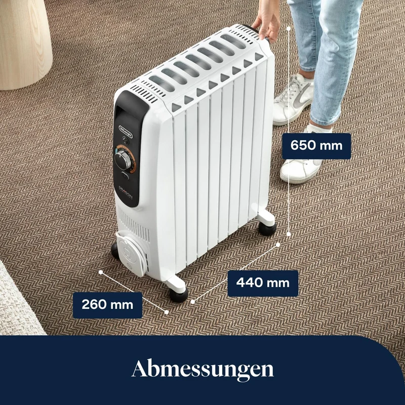 De'Longhi Dragon EasyTronic – Ölheizer für Räume bis 60m³, Elektroheizung mit Sicherheitsthermostat,