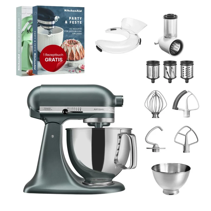 KitchenAid 4,8 L 5KSM175 Artisan Küchenmaschine Beginnerset mit Gemüseschneider