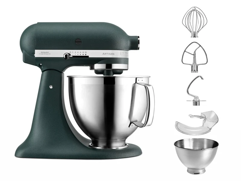 KitchenAid 4,8 L 5KSM185 Artisan Küchenmaschine Allrounderset Fleischwolf+Spritzgebäck+Gemüseschneider