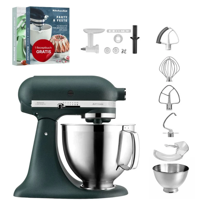 KitchenAid 4,8 L 5KSM185 Artisan Küchenmaschine Cookielover Artisan Fleischwolf+Spritzgebäck+Flexirührer