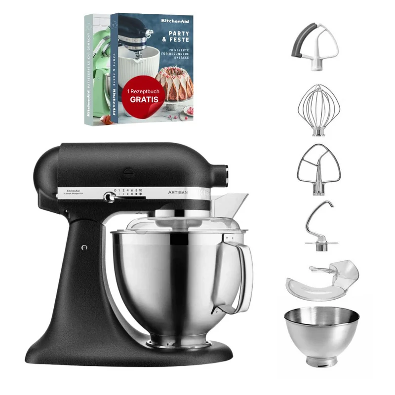 KitchenAid 4,8 L 5KSM185 Artisan Küchenmaschine Flexiset Artisan + Flexirührer