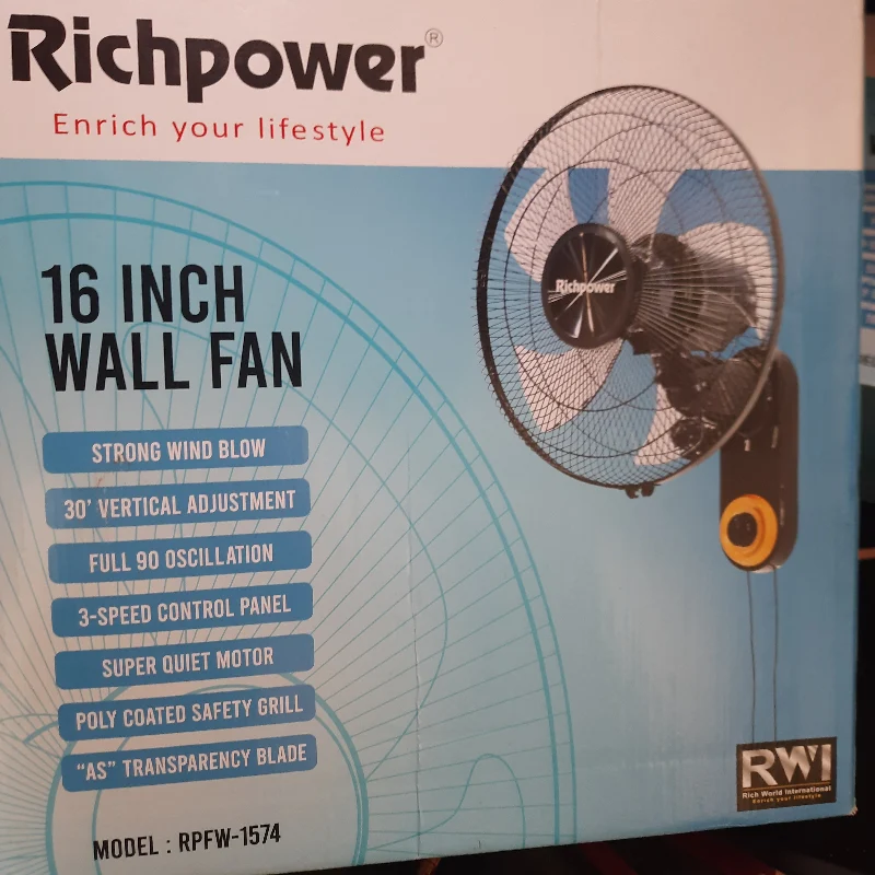 Richpower 16" Mechanical Wall Fan (RPFW-1574) with 90° Oscillation