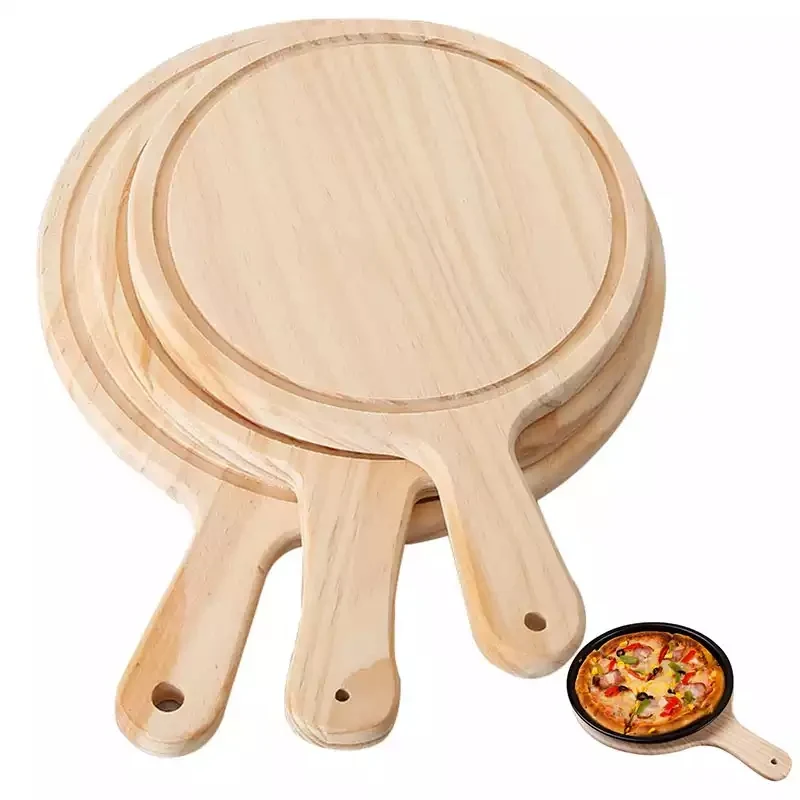 Non-Stick Pizza Baking Pan with Wooden Serving Paddle 9"